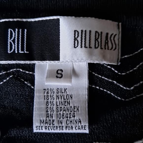 Bill Blass Womens Black Multicolored Embroidered Top w Keyhole Neckline - Size S - Picture 11 of 12